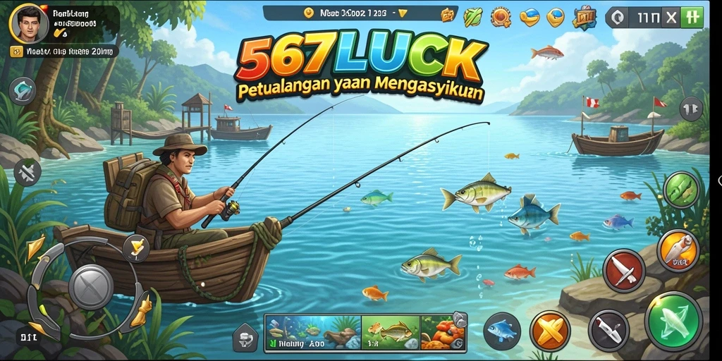 Screenshot gameplay <strong>567LUCK</strong> menunjukkan suasana memancing yang realistis dan mendebarkan.