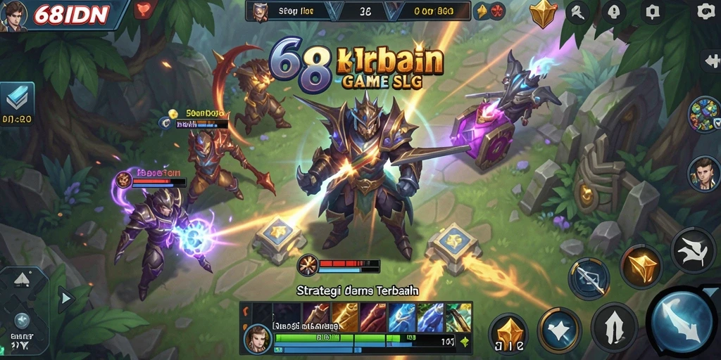 Tampilan gameplay strategis di 68IDN dengan pertempuran dan pembangunan.