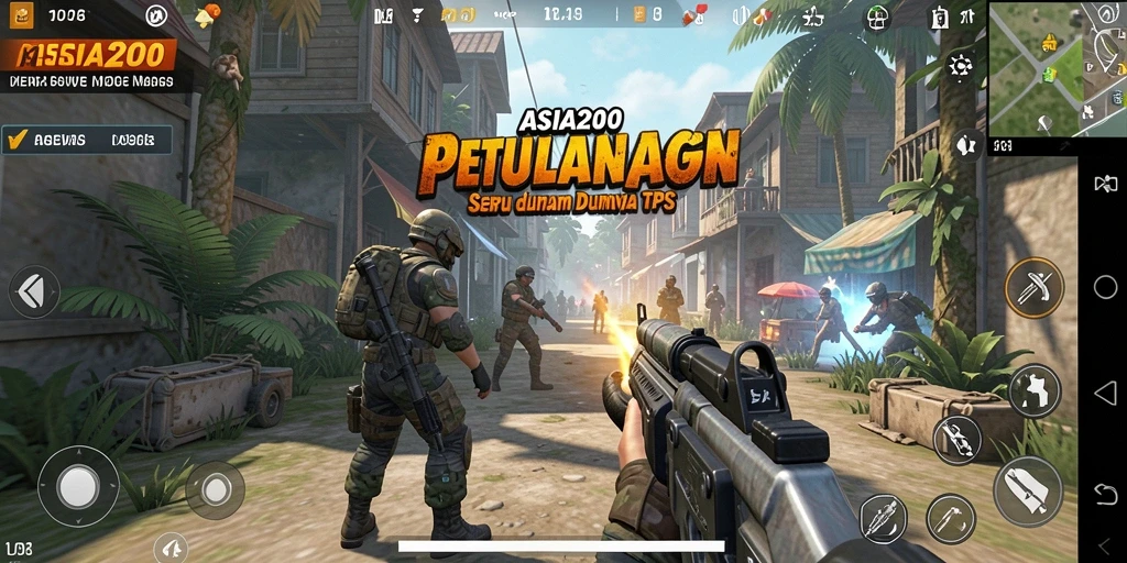 Tampilan gameplay ASIA200 yang mendebarkan di medan perang TPS.