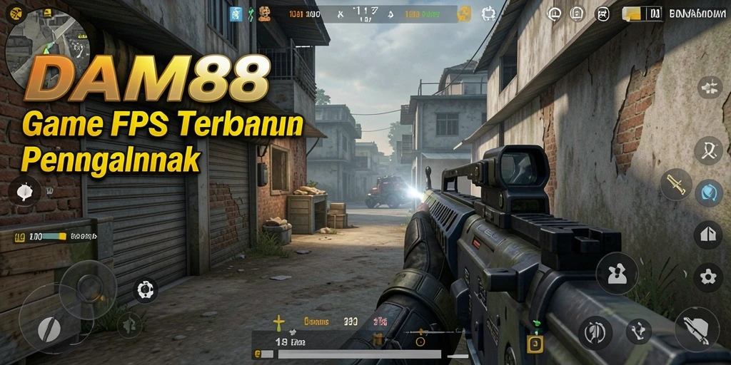 Screenshot gameplay yang intens dari <strong>DAM88</strong> menunjukkan aksi tembak-menembak yang mendebarkan.