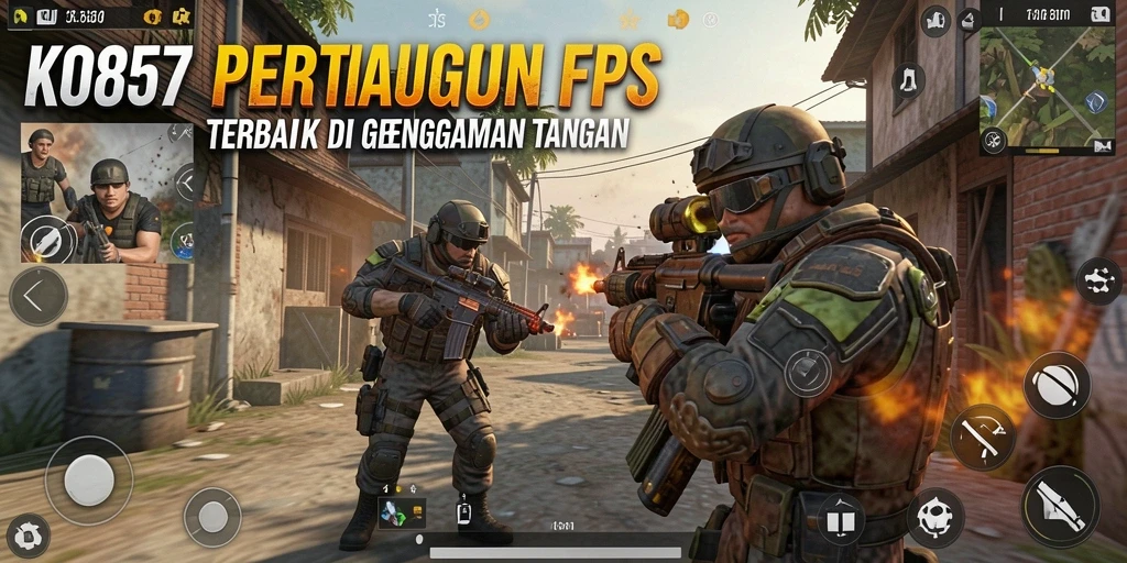 Screenshot gameplay KO857 dengan aksi tembak-menembak yang intens.