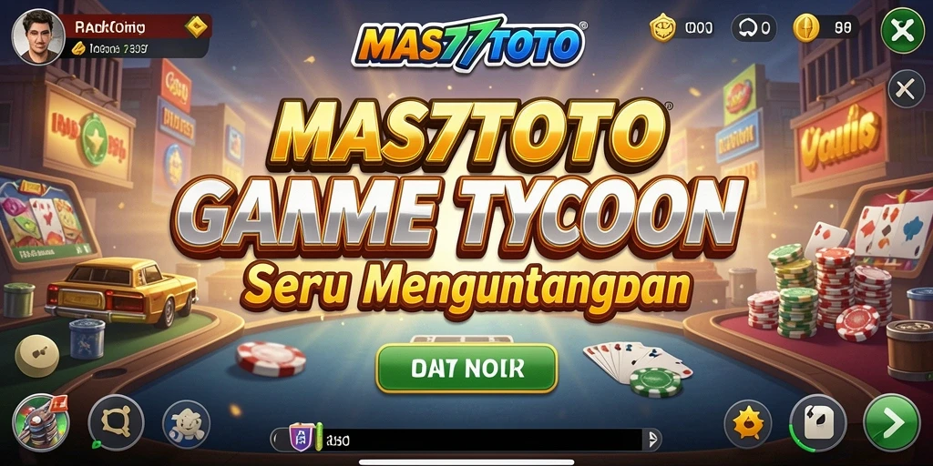 Tangkapan layar utama MAS77TOTO menampilkan suasana dinamis gameplay Tycoon.