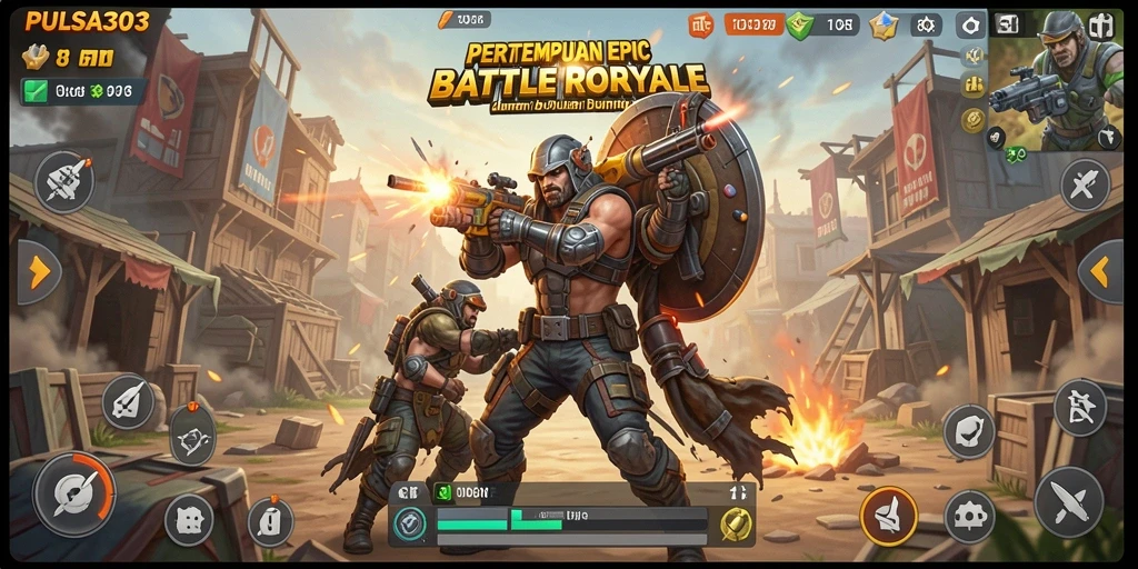 Screenshot PULSA303 menunjukkan aksi menegangkan dalam pertempuran Battle Royale.