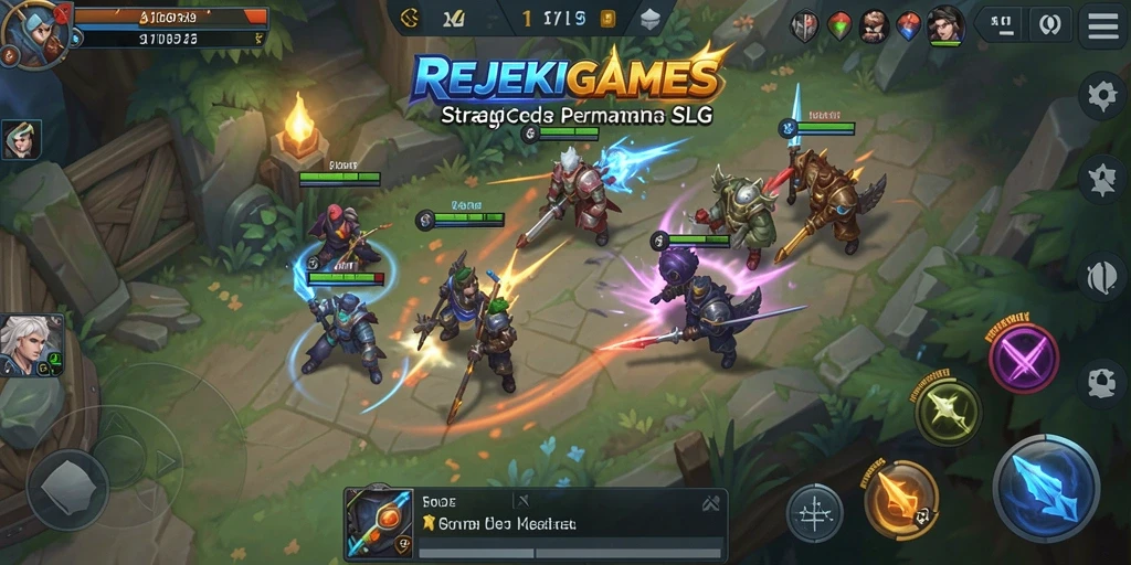 Screenshot gameplay menunjukkan pertempuran seru dan pembangunan strategis.