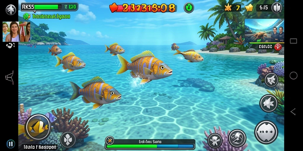 Tampilan gameplay menembak ikan yang seru dan mendebarkan.