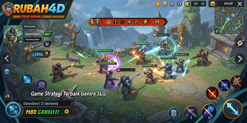 Tampilan gameplay epik RUBAH4D dengan pertempuran strategis.