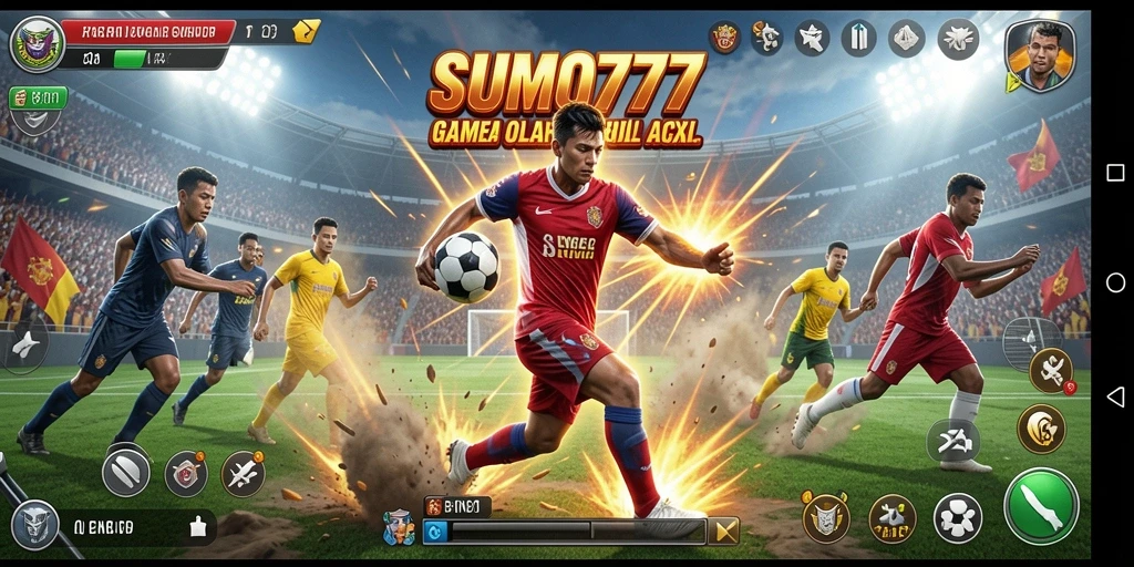 Tampilan seru dari gameplay SUMO777 yang menampilkan pertarungan olahraga.