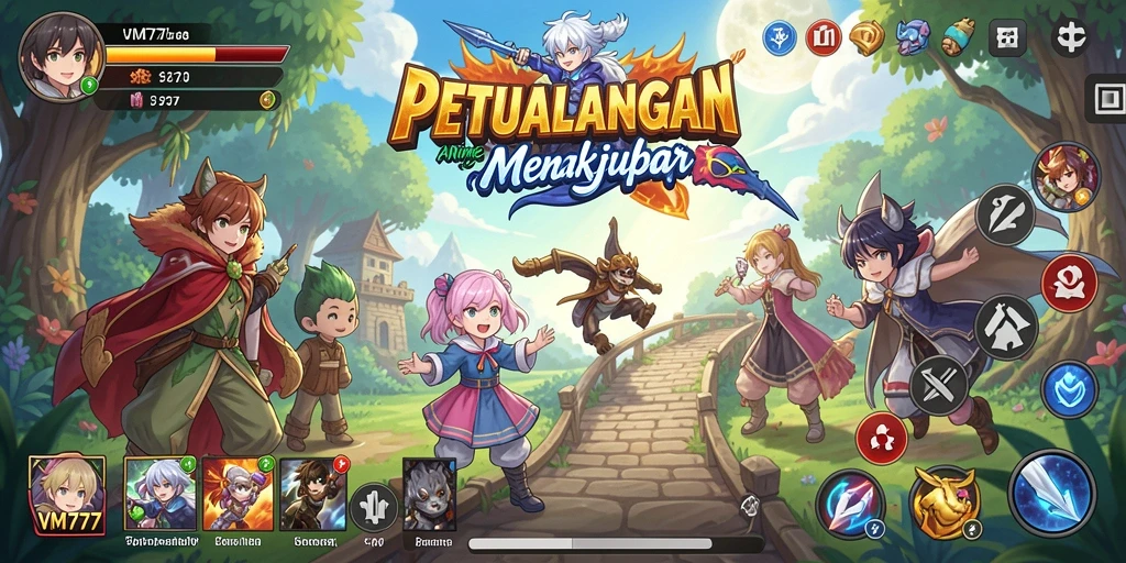 Screenshot gameplay VM777 menampilkan karakter Anime dalam aksi menegangkan.